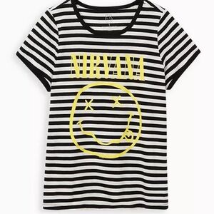 Torrid Nirvana Graphic Tee in Black and White Stripes